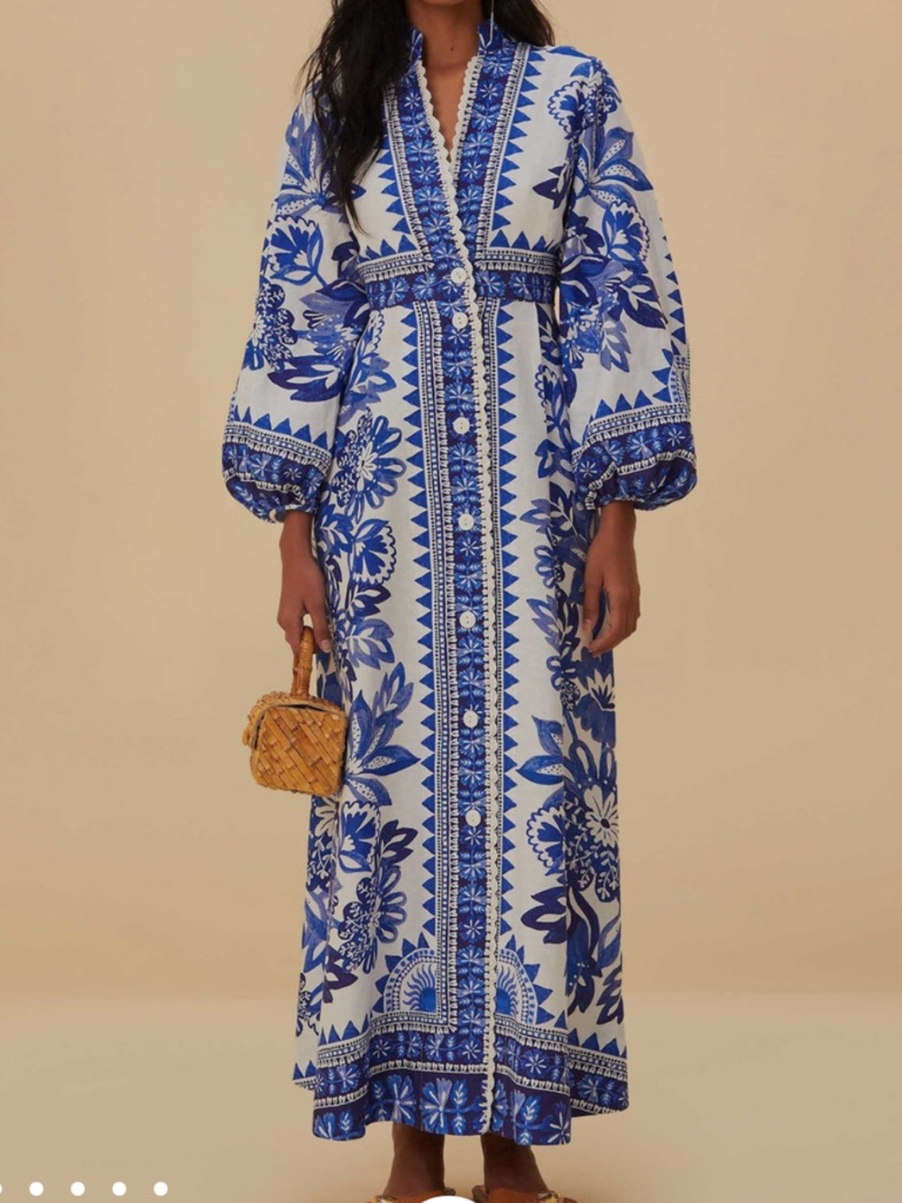 FARM Rio Blue and White Floral Print Maxi Dress - Picture 2 of 13